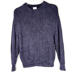 Aritzia Wilfred Free Salette Chenille Knit Pullover Sweater MEDIUM Gray Crew